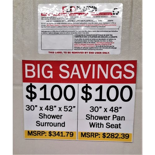 30 X 48 Shower Pan with Seat