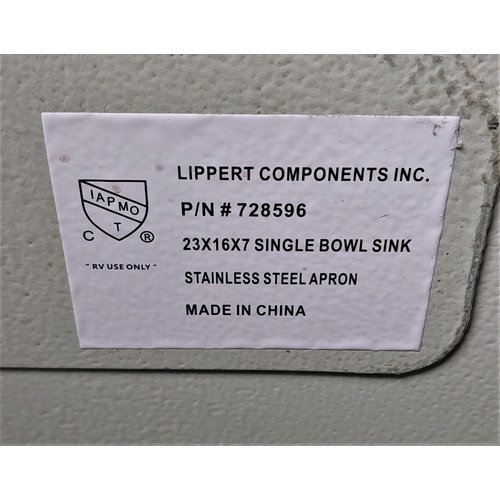 Lippert Components Kitchen Sink Single Basin 23 x 16 Stainless Farm House