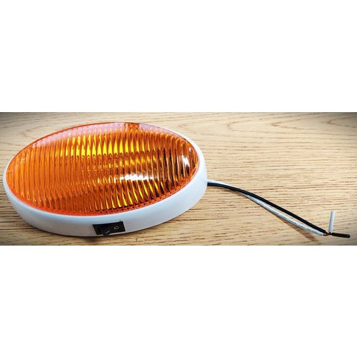 Optronics Inc. Porch Light Oval White with Amber Lens & on/off Switch