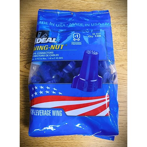 Ideal Industries Ideal Wing-Nut  Blue 100 Pack