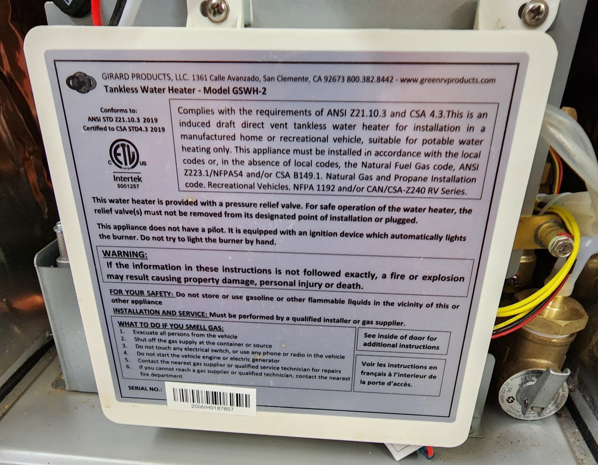 Girard Tankless Water Heater with Control Panel GSWH-2 - Affordable RVing
