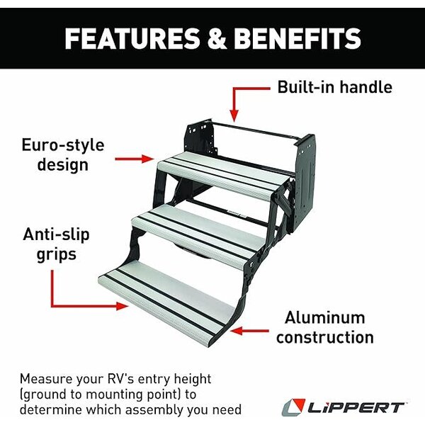 Lippert; Entry Step; Alumi-Tread 2 Manual Folding Step; 432696 - Affordable  RVing