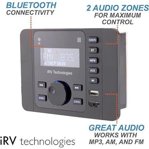 Furrion iRV36 TECHNOLOGIES 2 ZONE RADIO *S6 W/ Bluetooth w/o remote