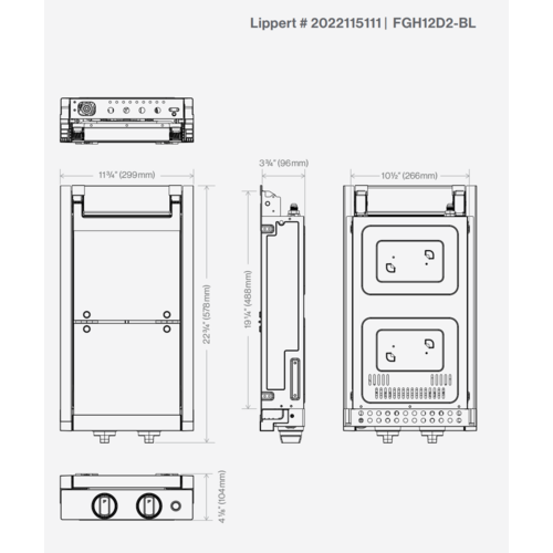 Furrion Furrion 12" 2 burner cooktop/ bi-fold glass top #FGH12D2-BL