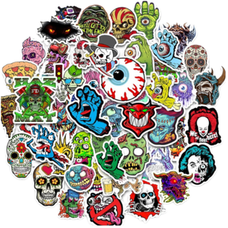 Big Dog Distribution Ltd Skull Face Stickers - Assorted Design - 50pcs/Pack