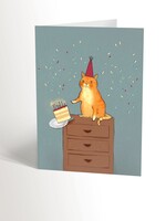 Orange Cat Pushing Cake