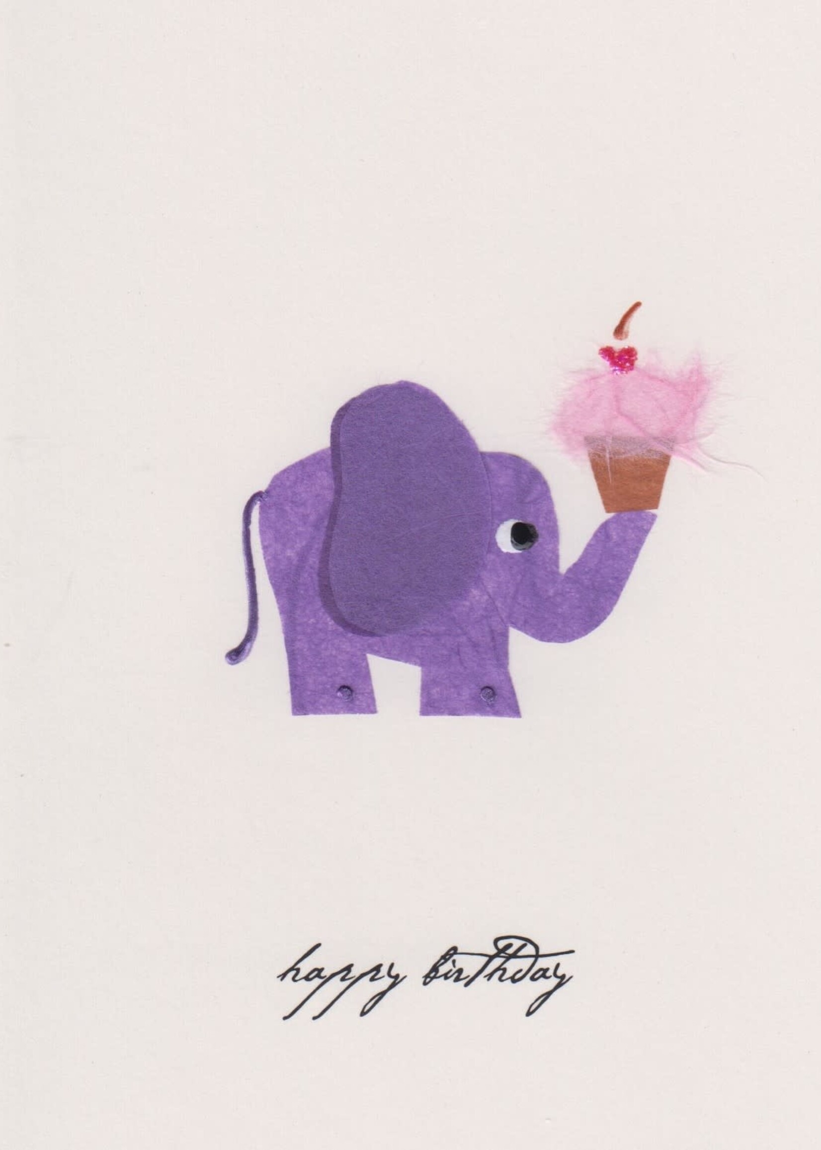 Flaunt Cards Happy Birthday - Elephant with Cupcake