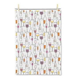 abbott Wine Bottles & Glasses Tea Towel