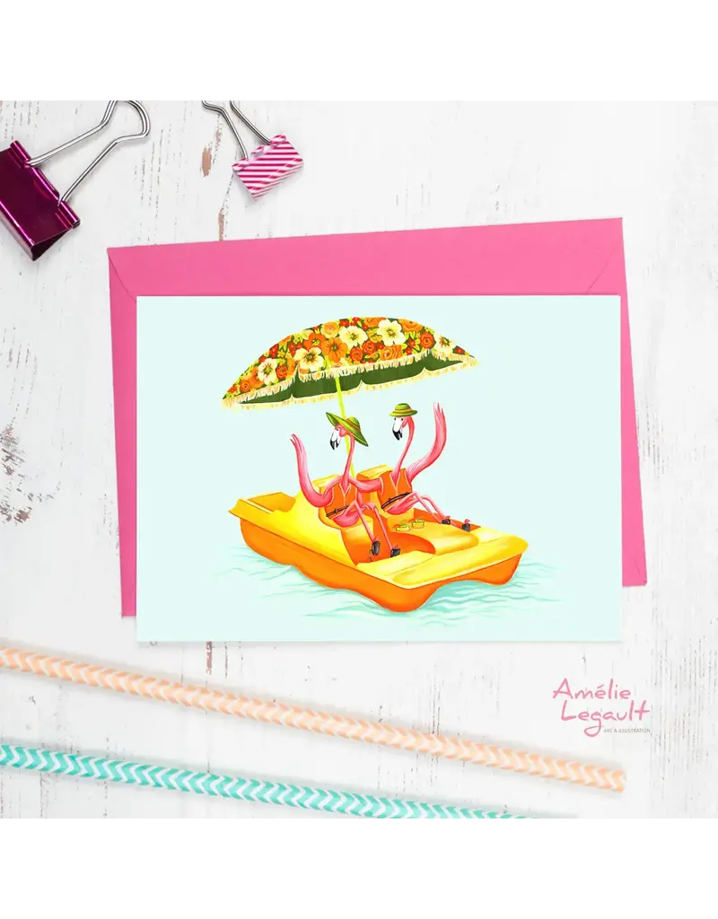 Amelie Legault Flamingos in a Pedal Boat