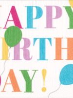 Caspari Cocktail Napkins ~ Birthday Surprise White