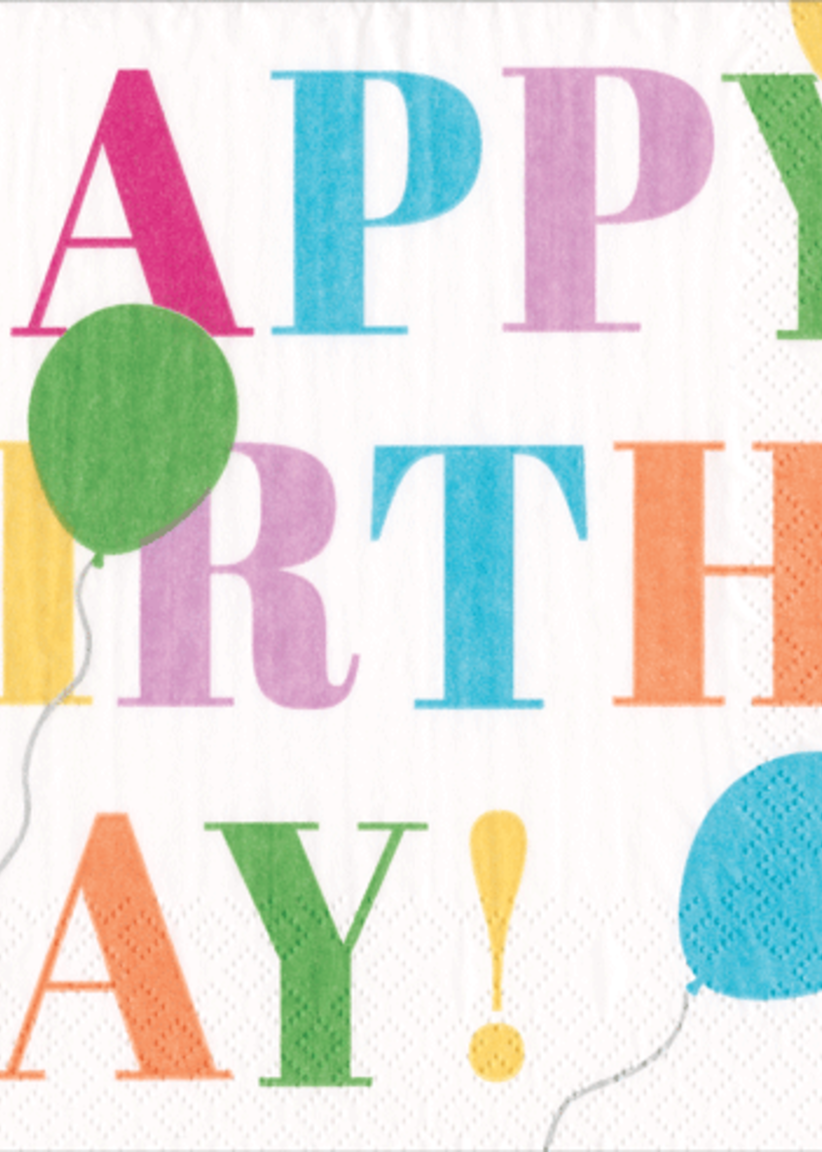 Caspari Cocktail Napkins ~ Birthday Surprise White