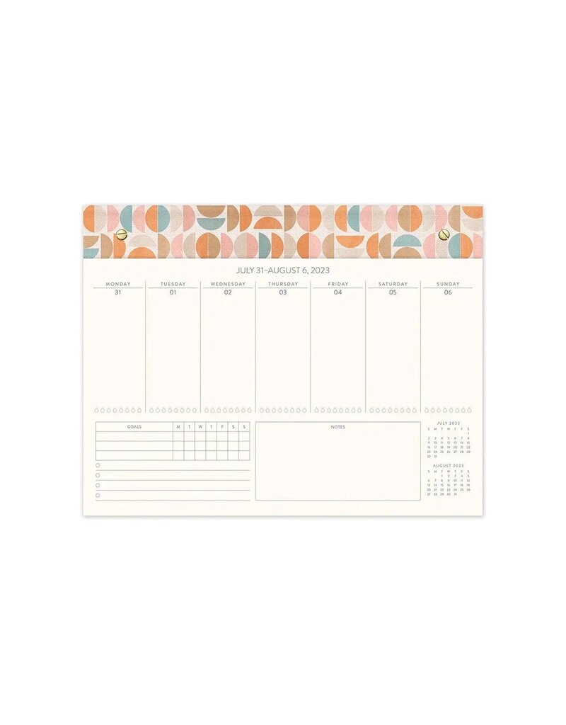studio oh 2024 Boho Suns Weekly Desk Calendar