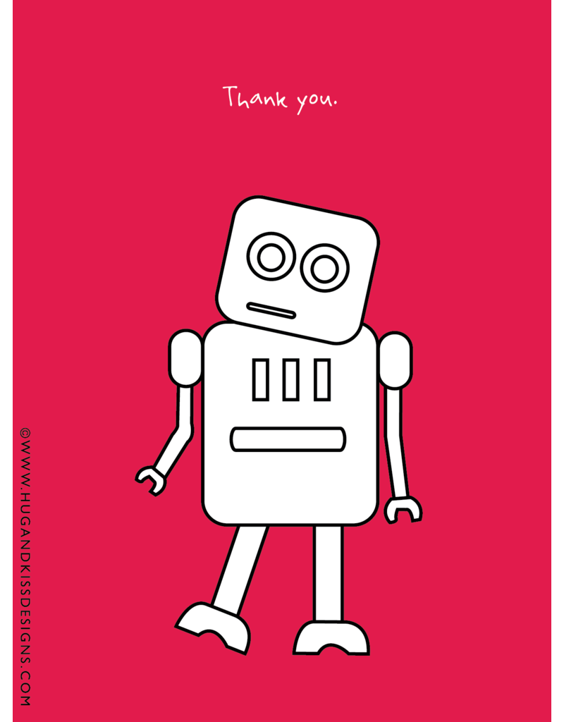 hug and kiss Thank You ~ Red Robot