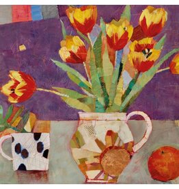 Dry Red Press Tulips, Oranges and Stoneare Jug