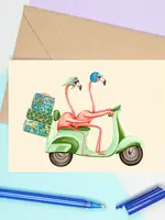 Amelie Legault Flamingos on a Vespa