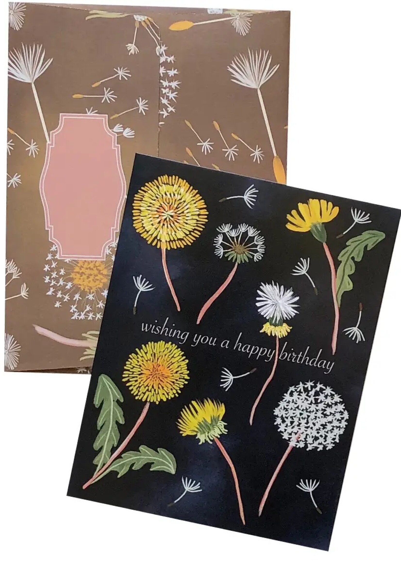 Dandelion Birthday Greeting Card with Floral Envelope