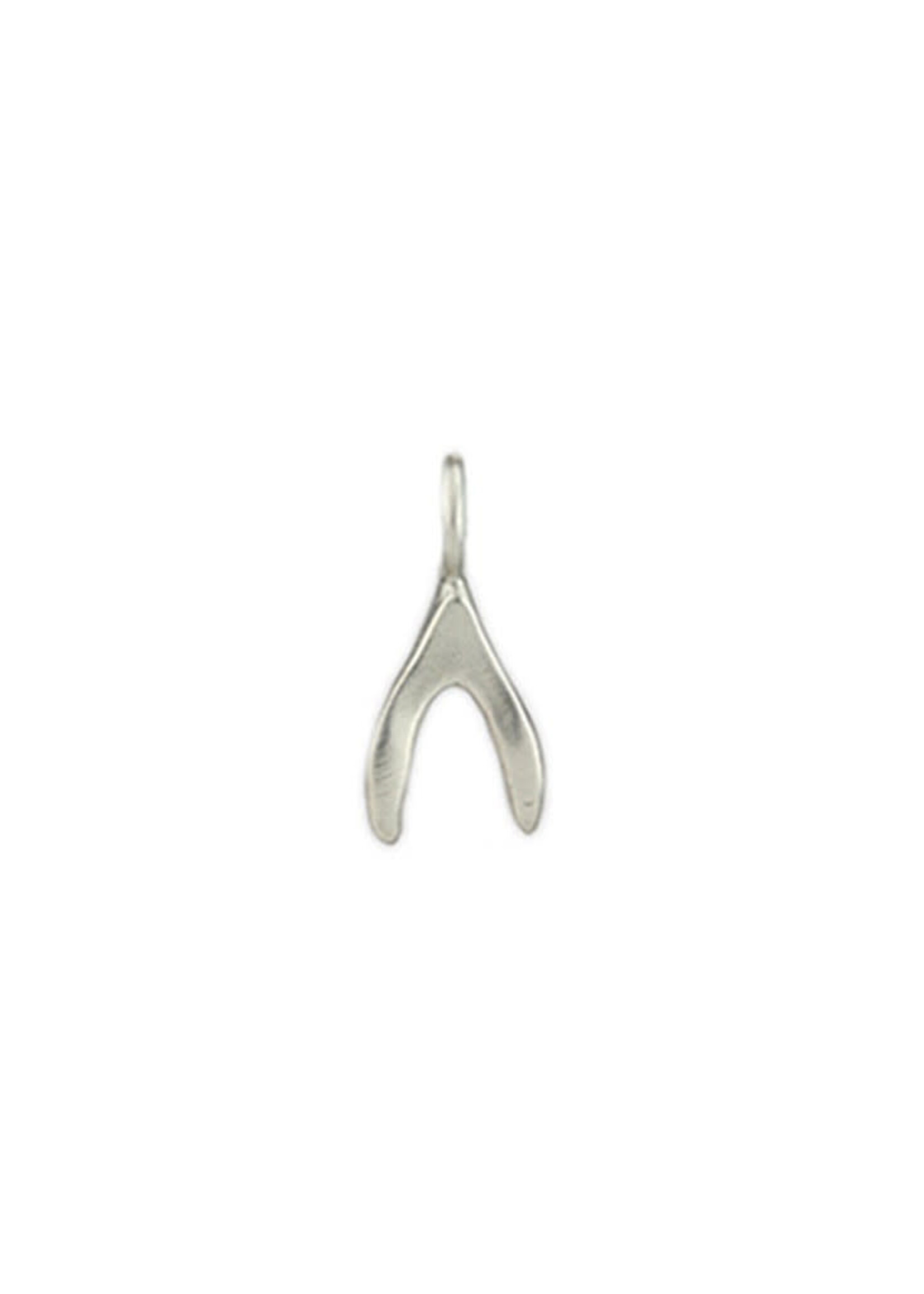 Tiny Sculpted Silver Charm ~ Wishbone