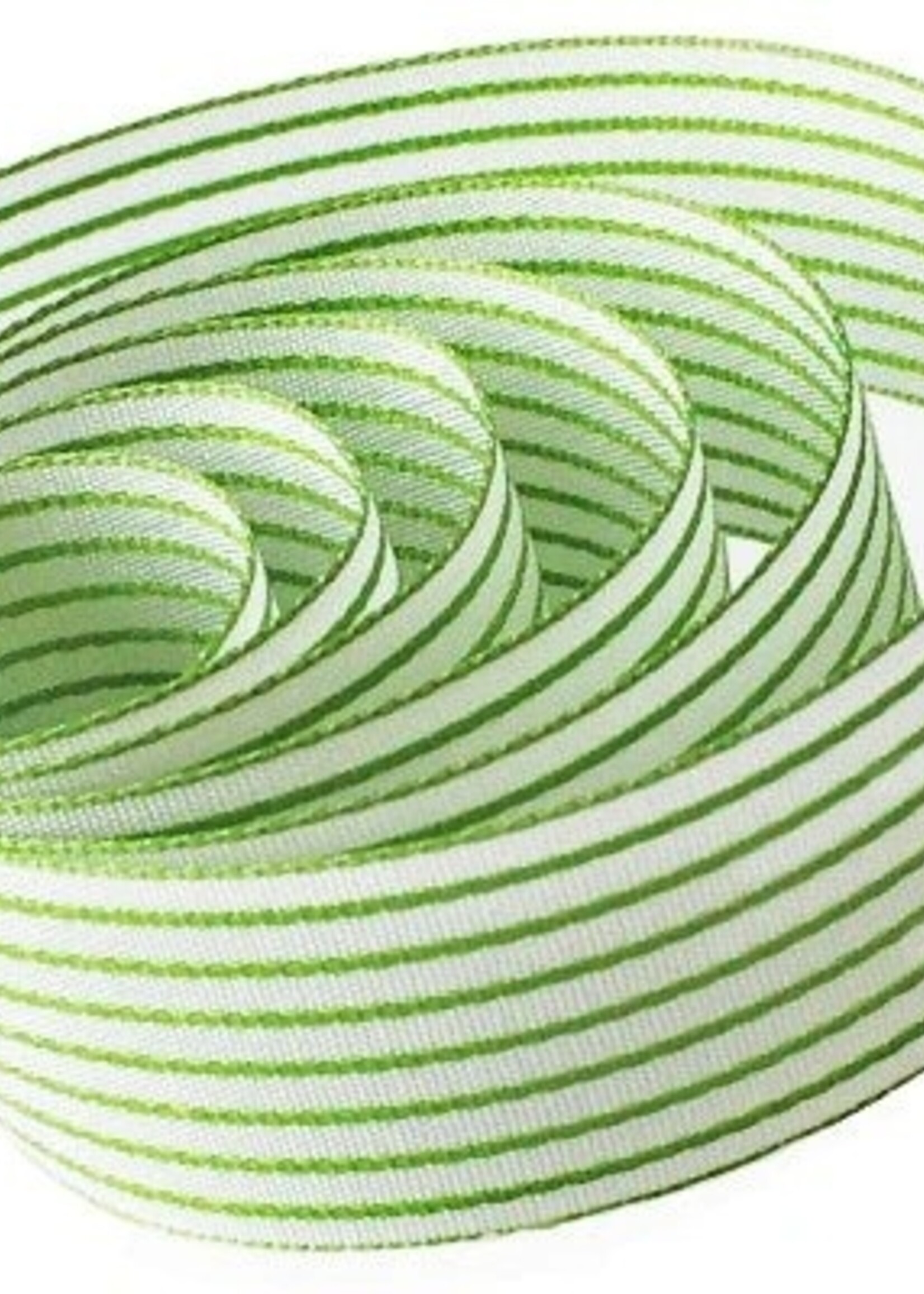 Striped Ribbon ~ Green 3m