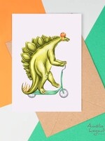 Amelie Legault Stegosaurus rides a bike