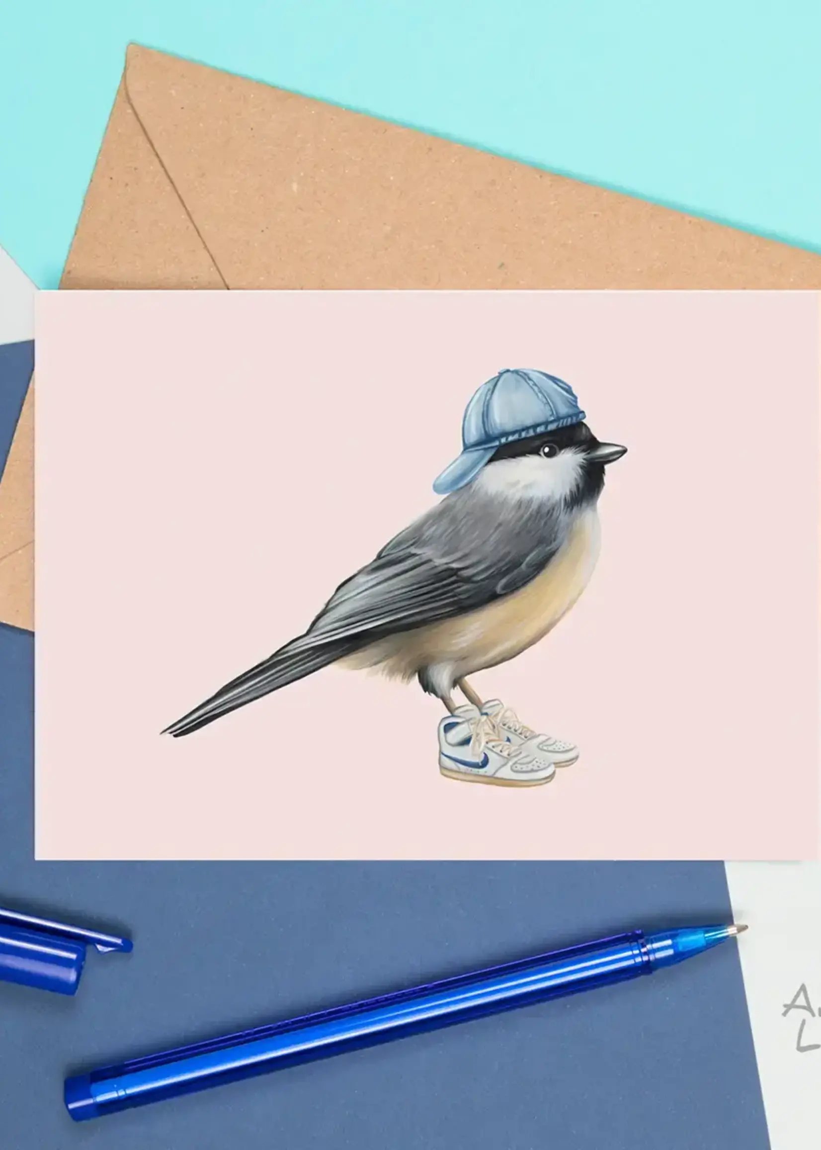 Amelie Legault Chickadee in Cap and Sneakers