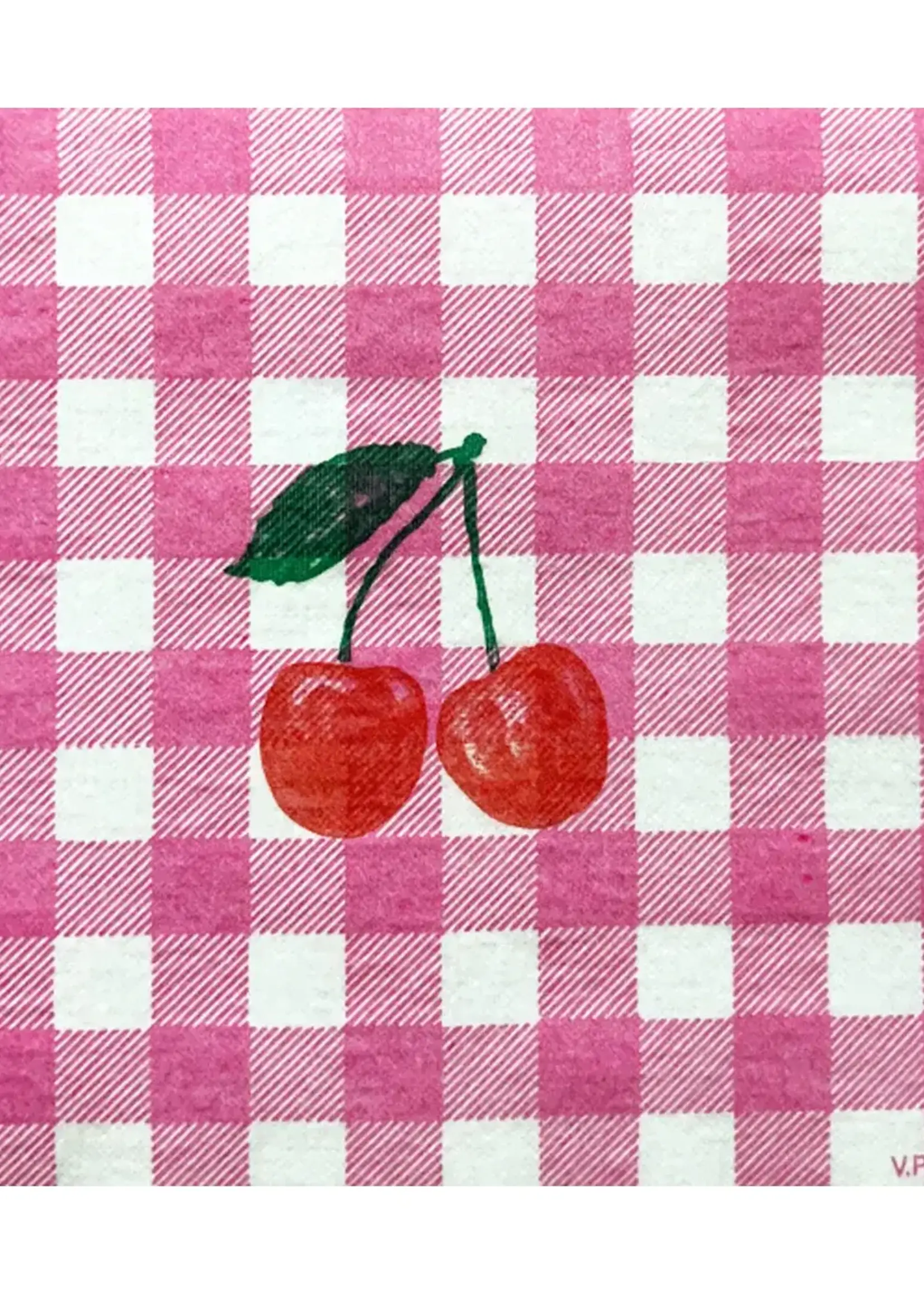 Paviot Napkins Vichy Cerise Cocktail Napkin