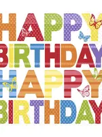 Twilight Collection Happy Birthday Cocktail Napkins - Butterflies