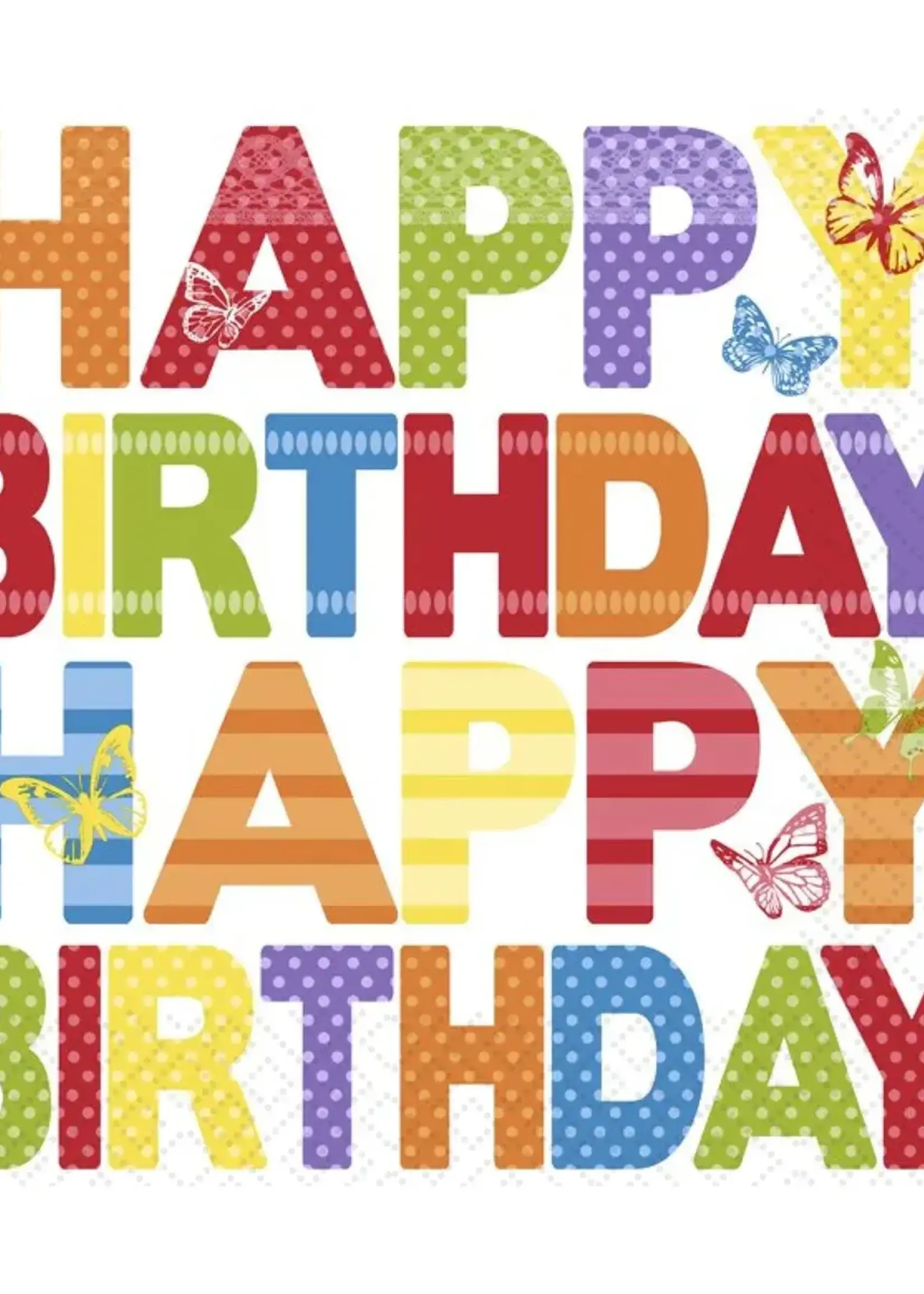 Twilight Collection Happy Birthday Cocktail Napkins - Butterflies