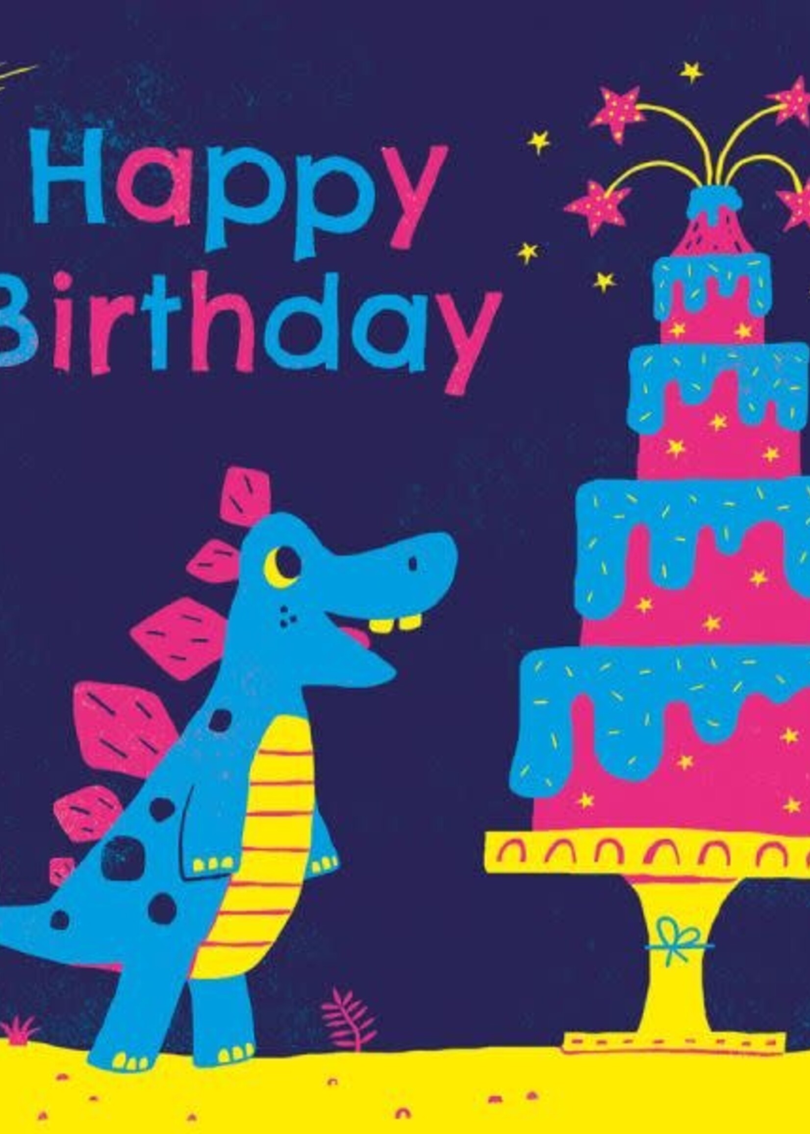 Paper Bird Happy Birthday Dino Volcano Cake