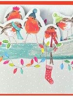 Foldout Christmas Card - Robins