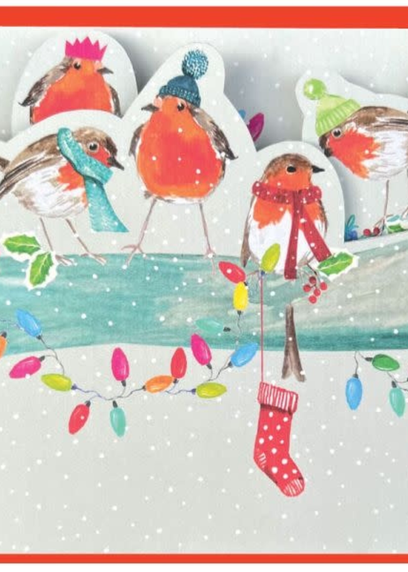 Foldout Christmas Card - Robins
