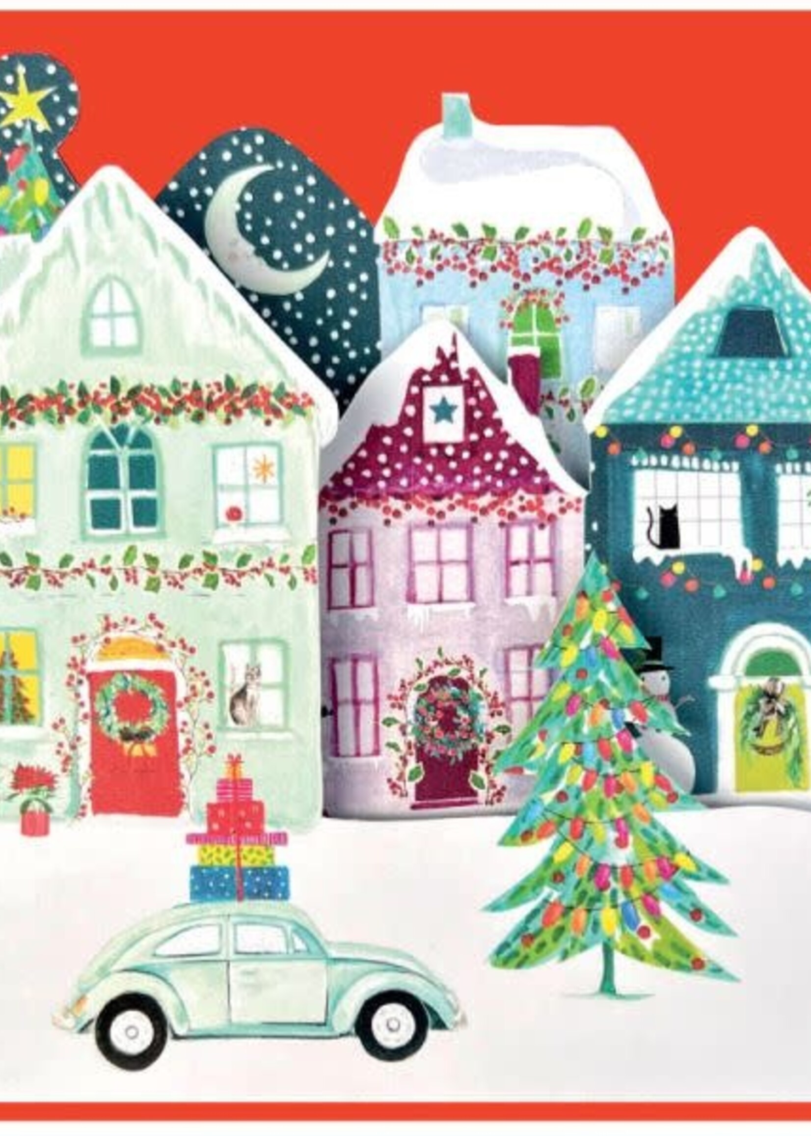 Foldout Christmas Card - Houses