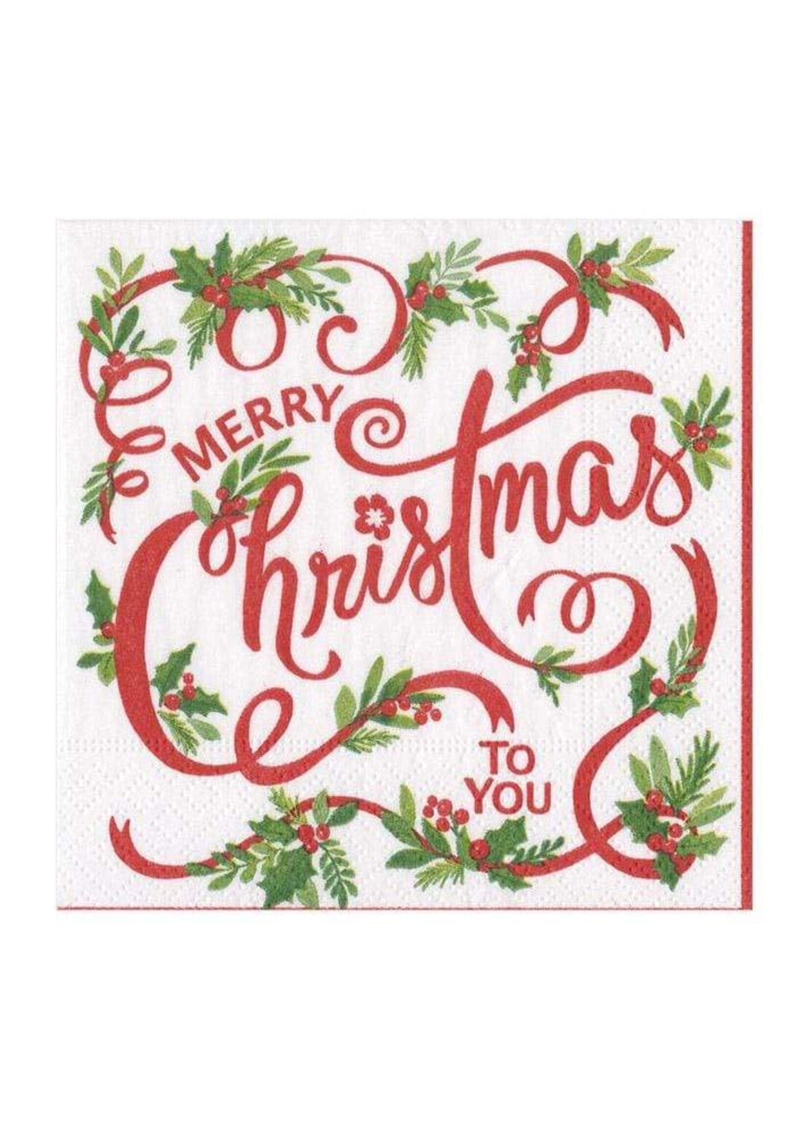 Caspari Cocktail Napkins  ~ Merry Christmas To You