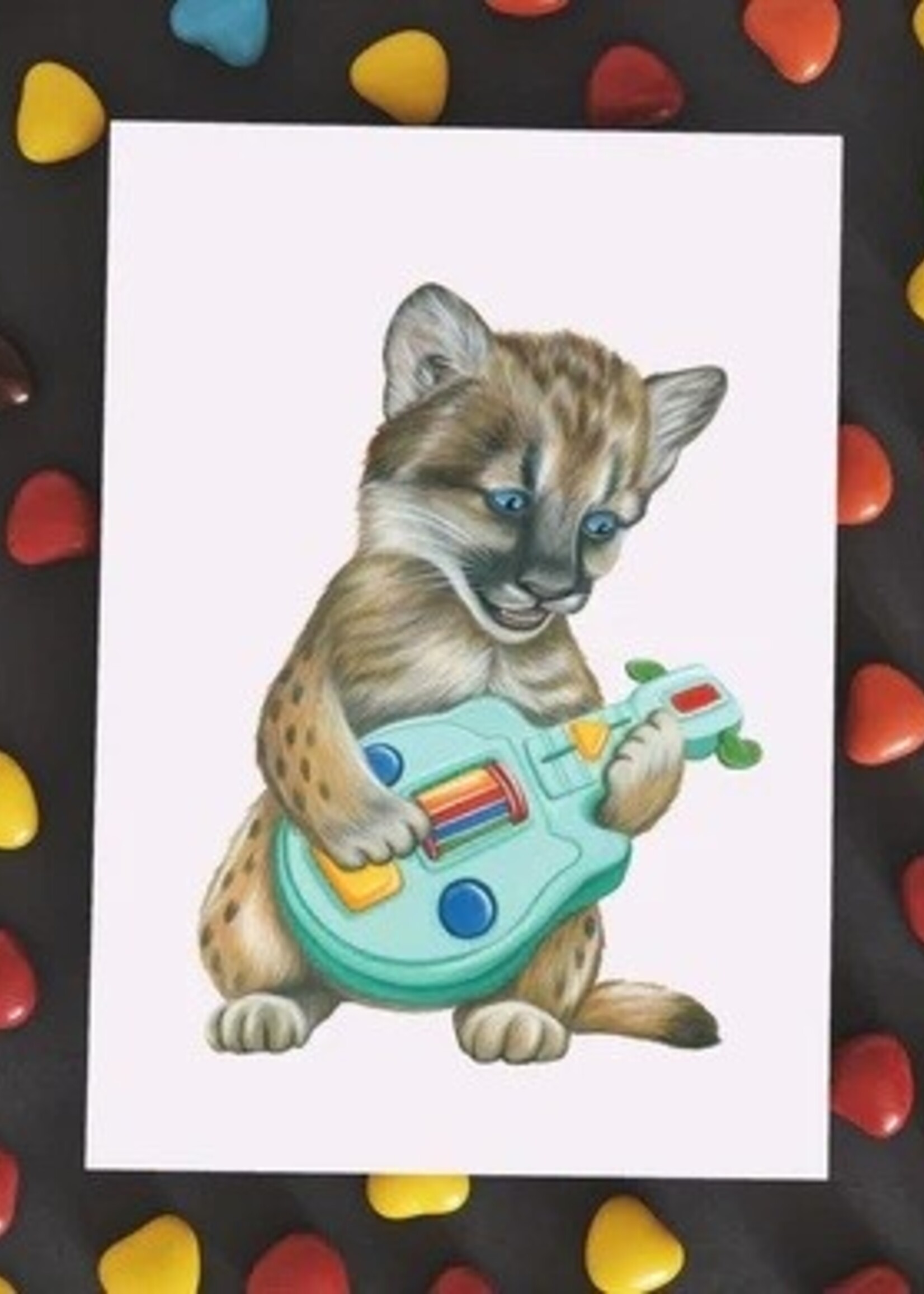 Baby Cougar Playing Guitar