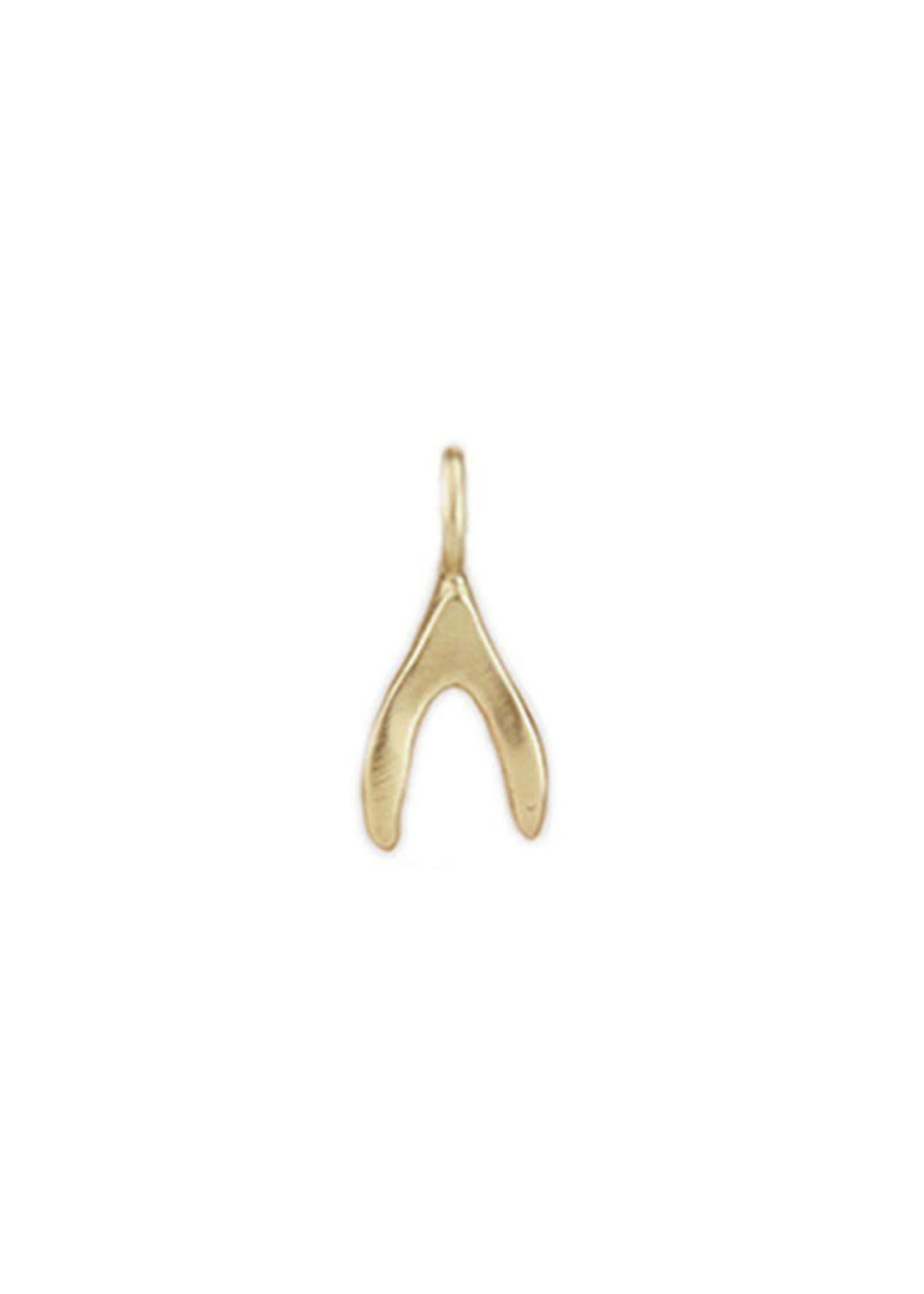 Tiny Bronze Sculpted Charm - Wishbone