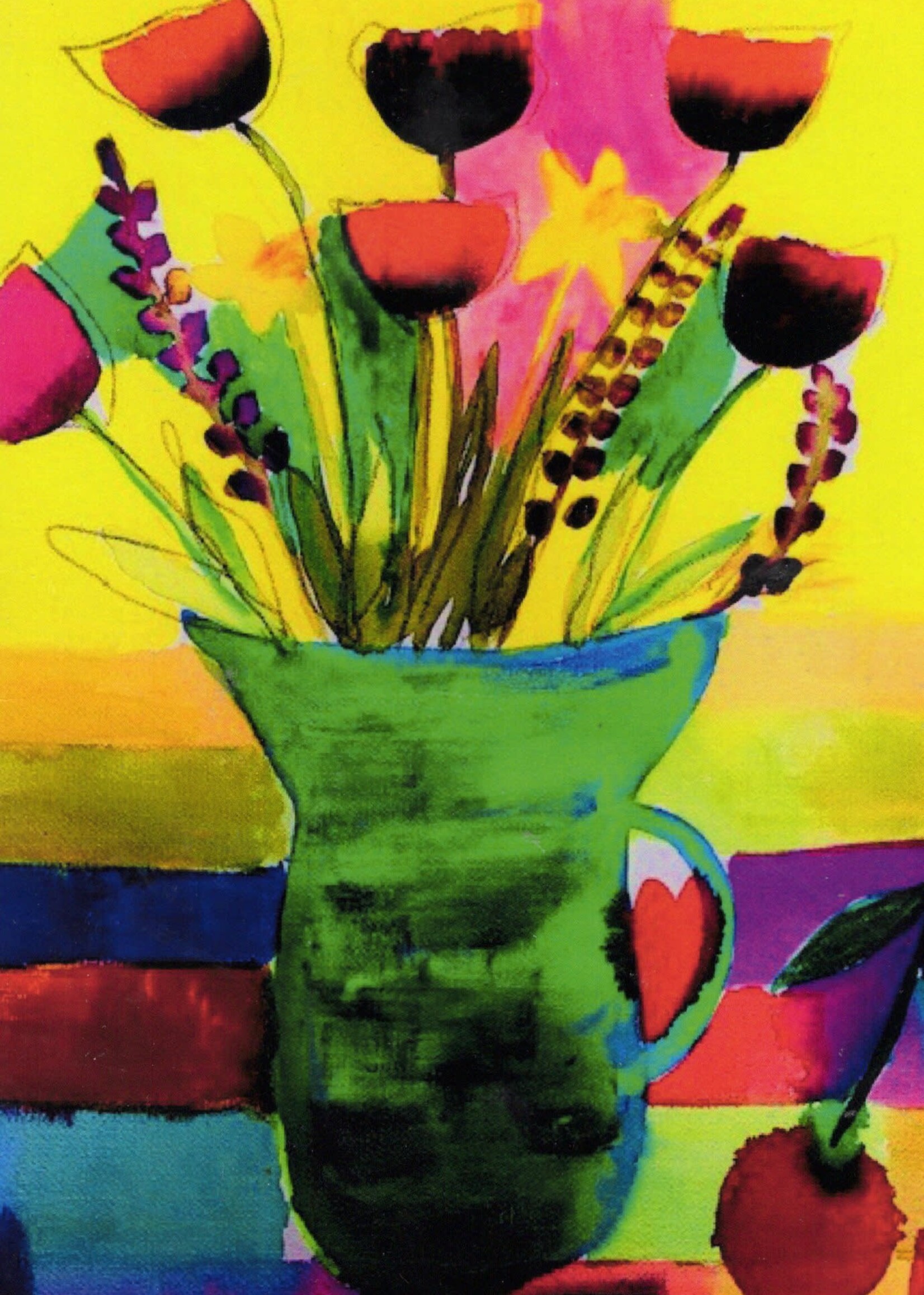 nathalie champagne Flowers in a Green Vase