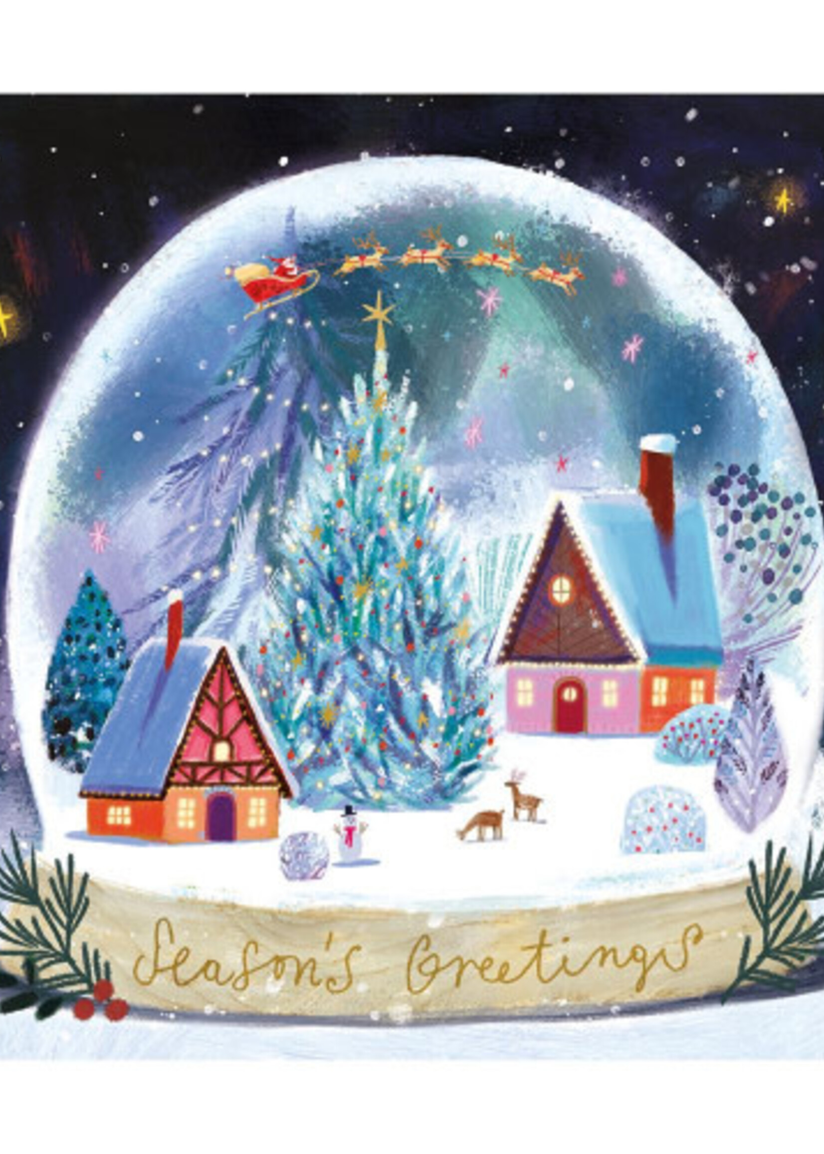 museums & galleries Small Boxed Cards - Winter Village Snow Globe