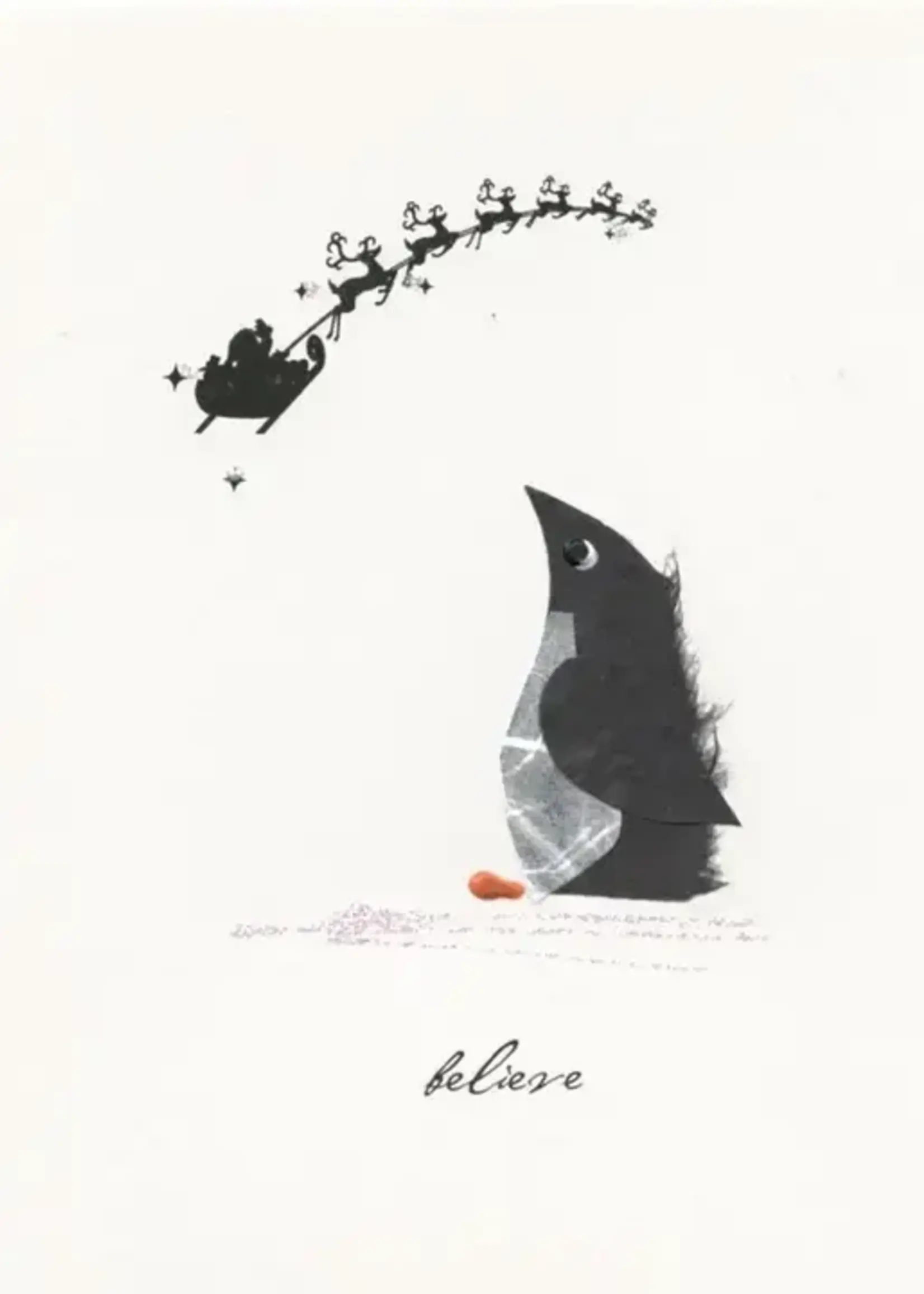 Flaunt Cards Believe - Penguin with Sleigh