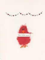 Flaunt Cards "Fab-Yule-Ous " Red Bird W Garland