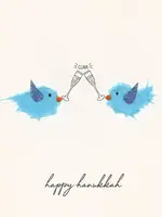 Flaunt Cards "Happy Hanukkah" Blue Birds W Champagne