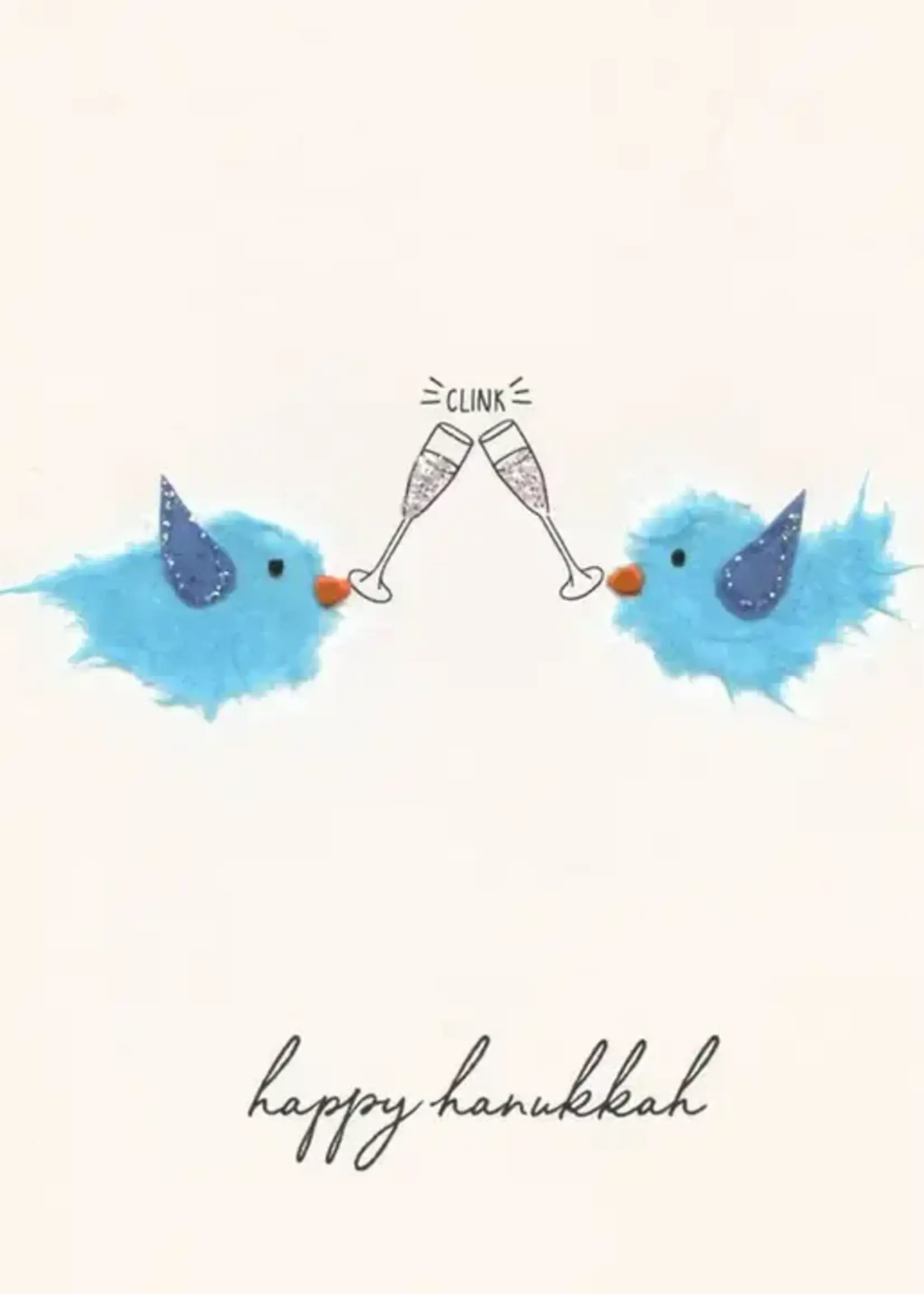 Flaunt Cards "Happy Hanukkah" Blue Birds W Champagne