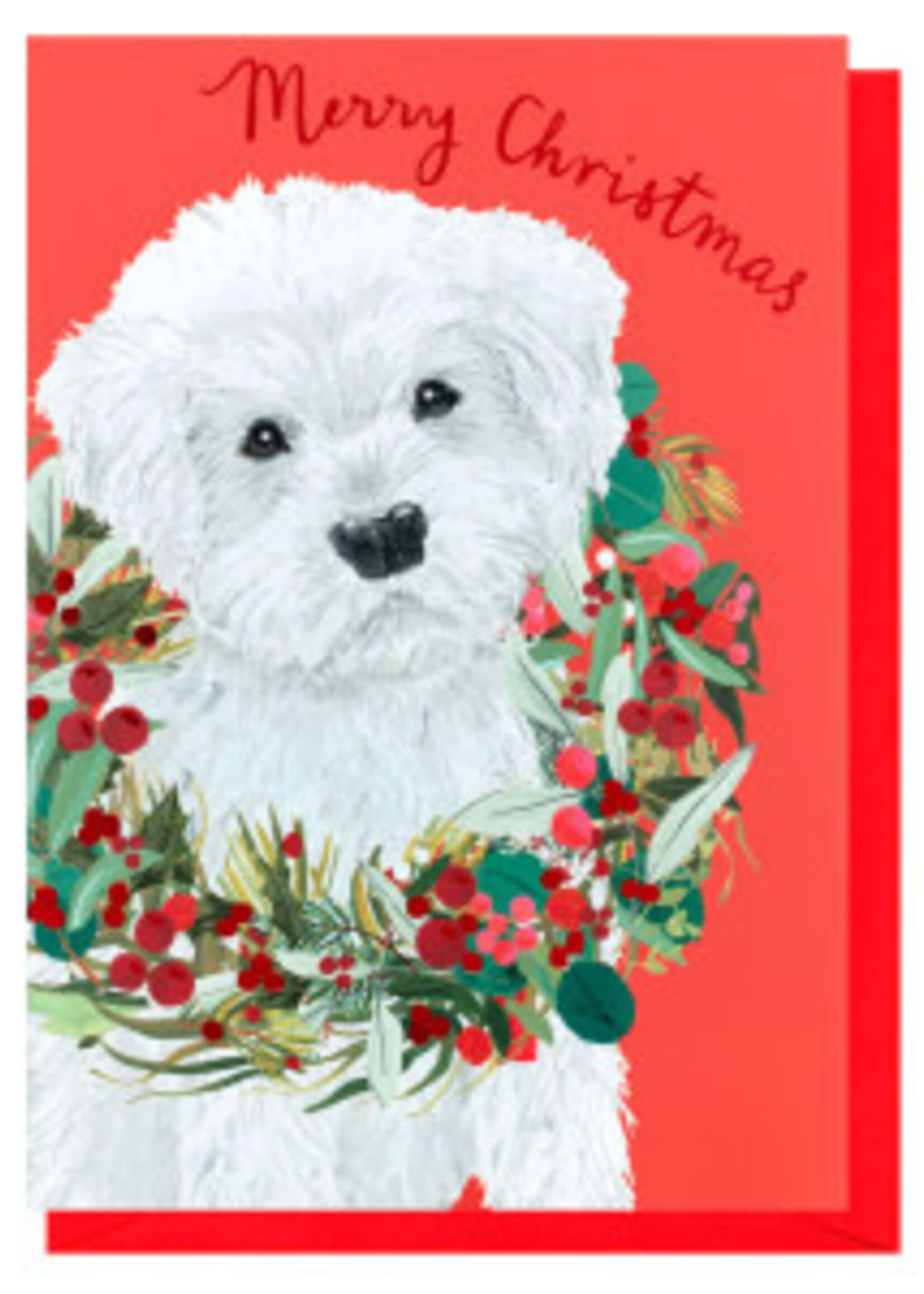 Merry Christmas - Dog and Wreath