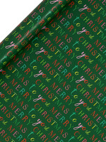glick Holiday Roll Wrap - Green  Merry Christmas