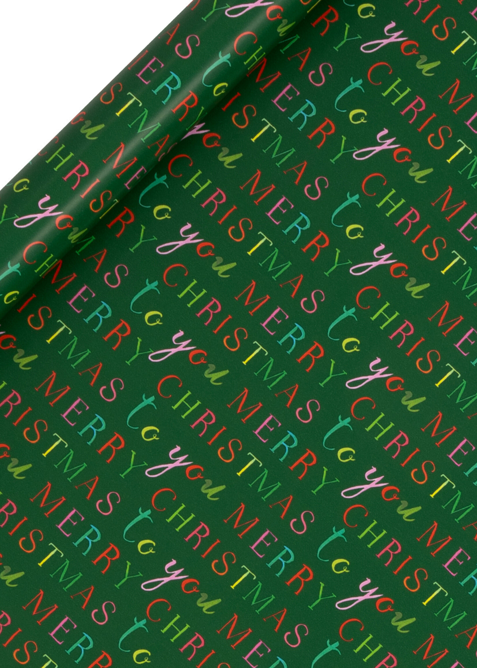 glick Holiday Roll Wrap - Green  Merry Christmas