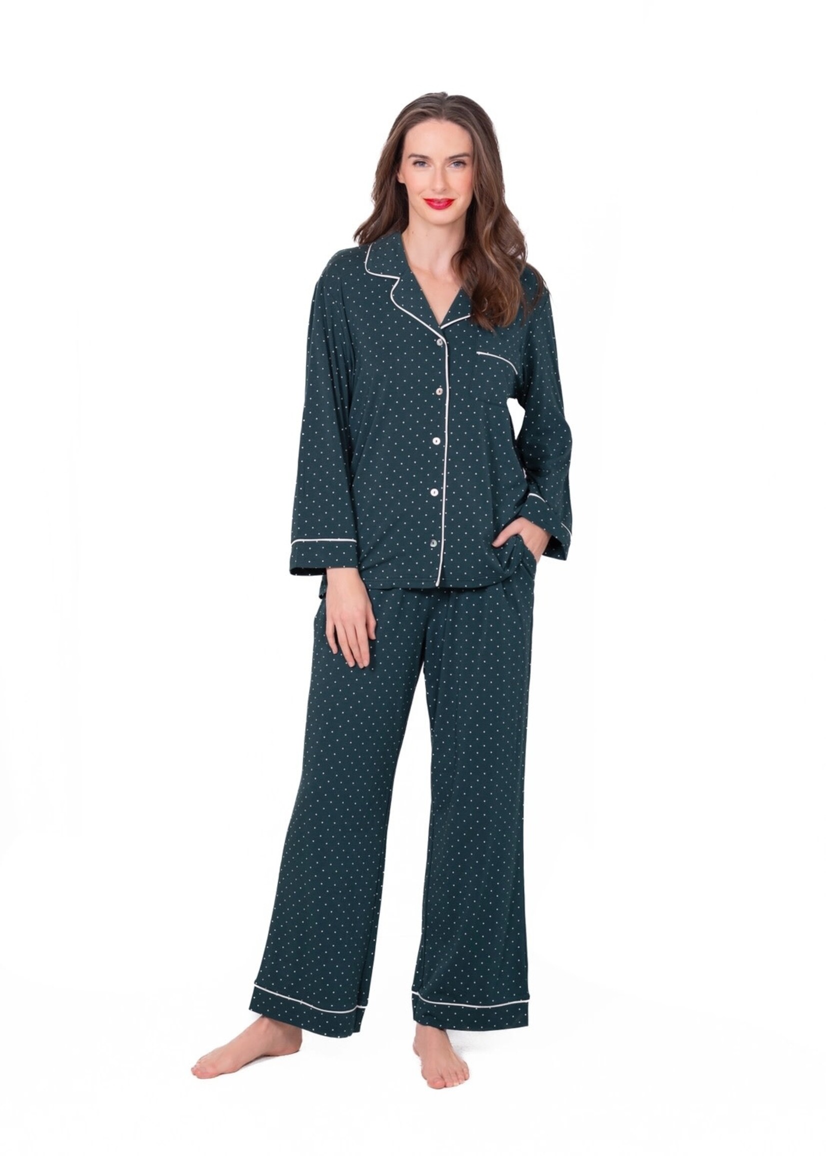 Latte Love Pyjama Set - Dark Green Dots