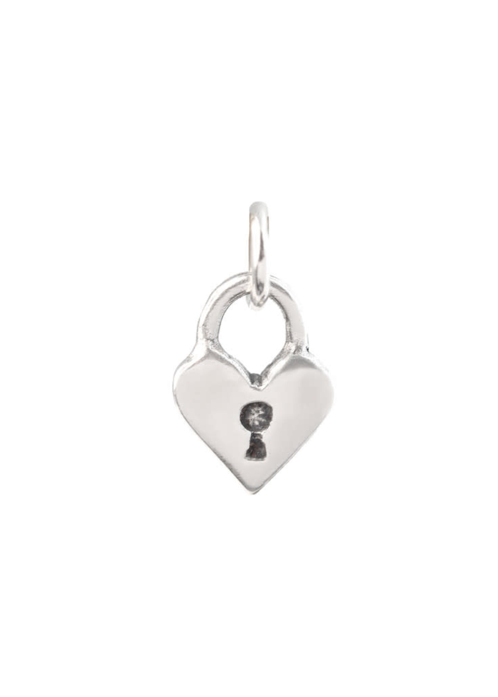 Large Sculpted Silver Charm - Heart Lock