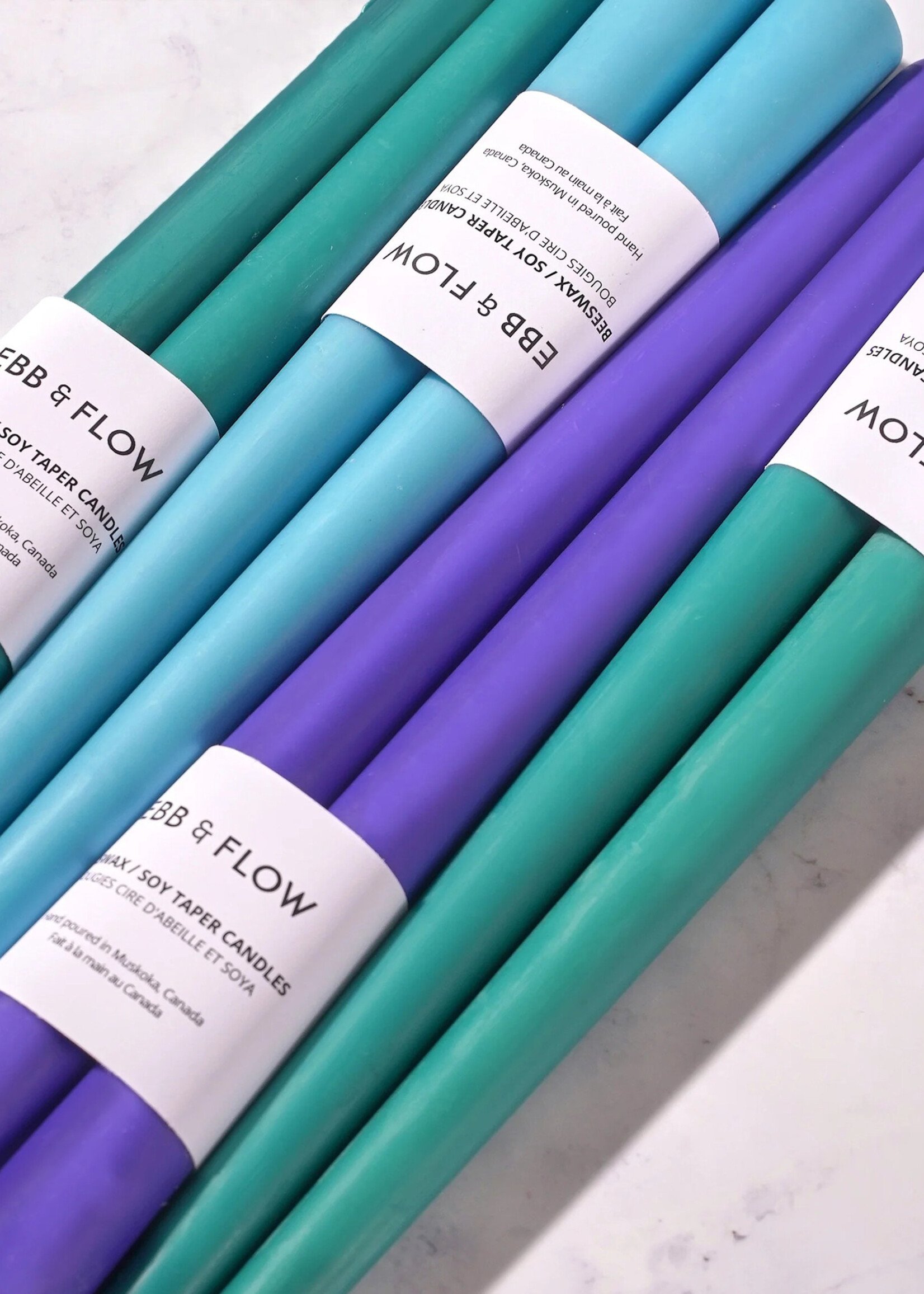 Ebb & Flow Beeswax/Soy Taper Candle Set - Cool