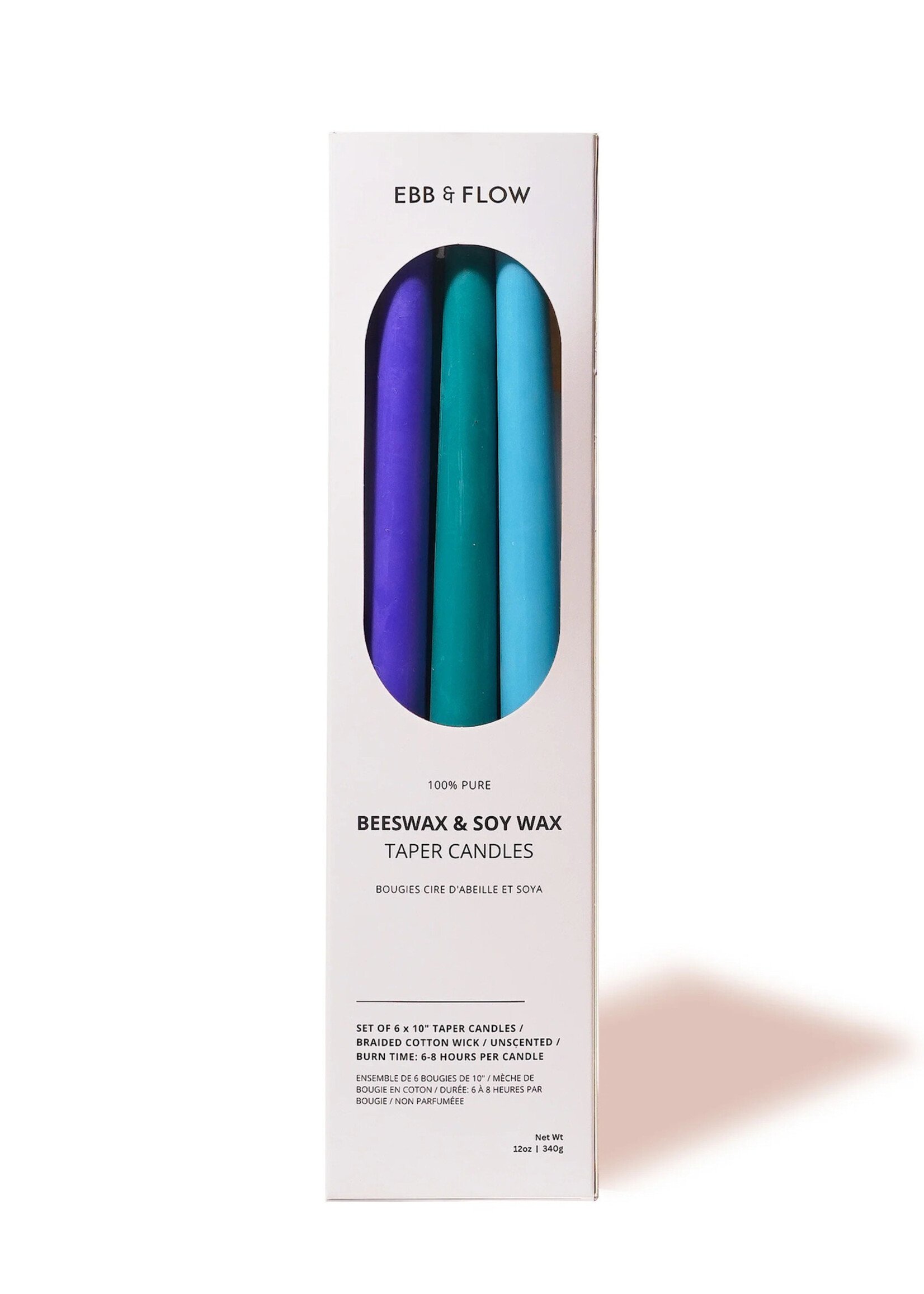 Ebb & Flow Beeswax/Soy Taper Candle Set - Cool