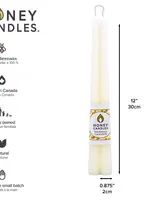12 inch Beeswax Taper Candle - Pearl