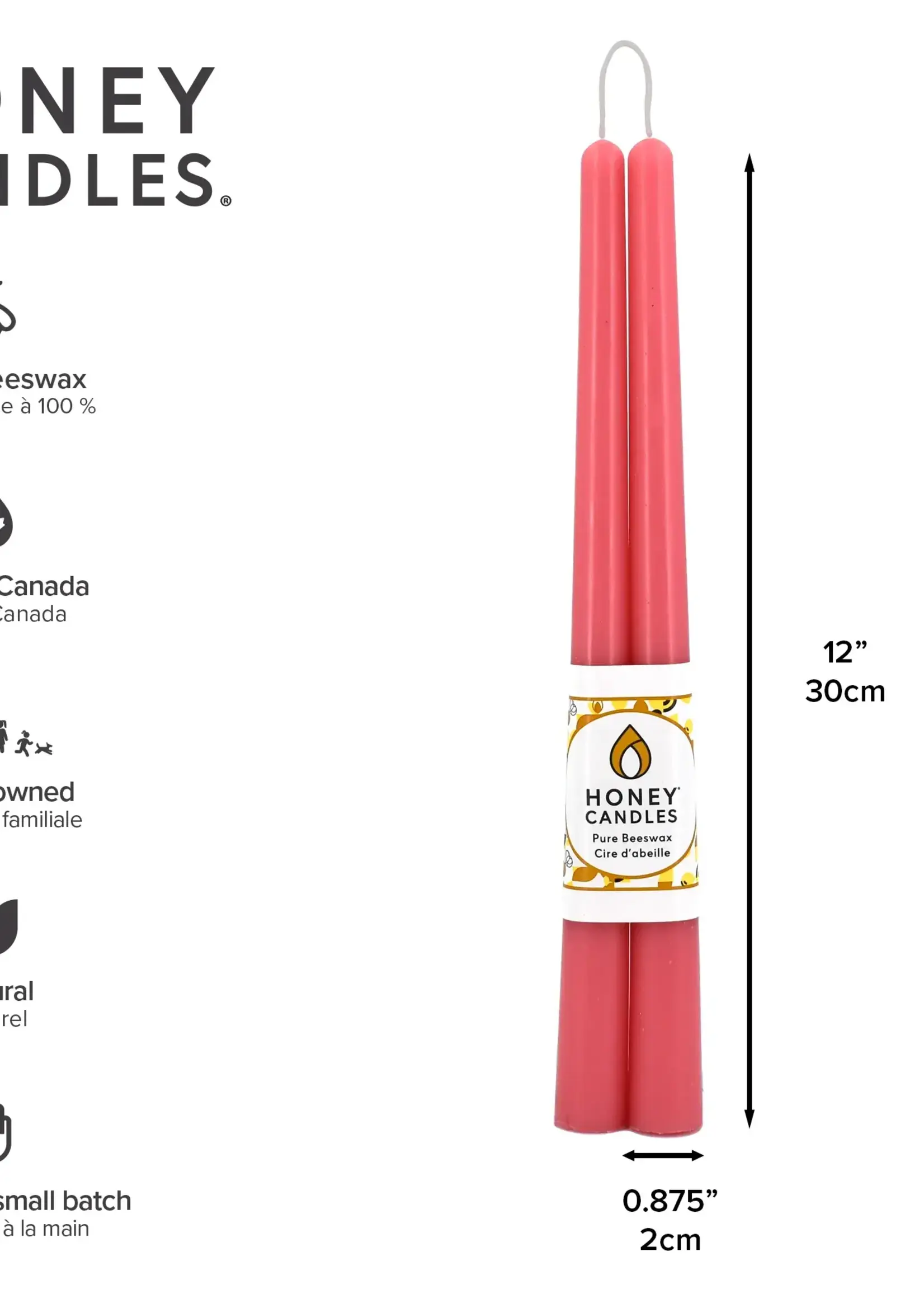 12 Inch Beeswax Taper Candle - Paris