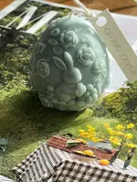 Eloise & Oliver Bunny Meadow Egg Candle - Blue